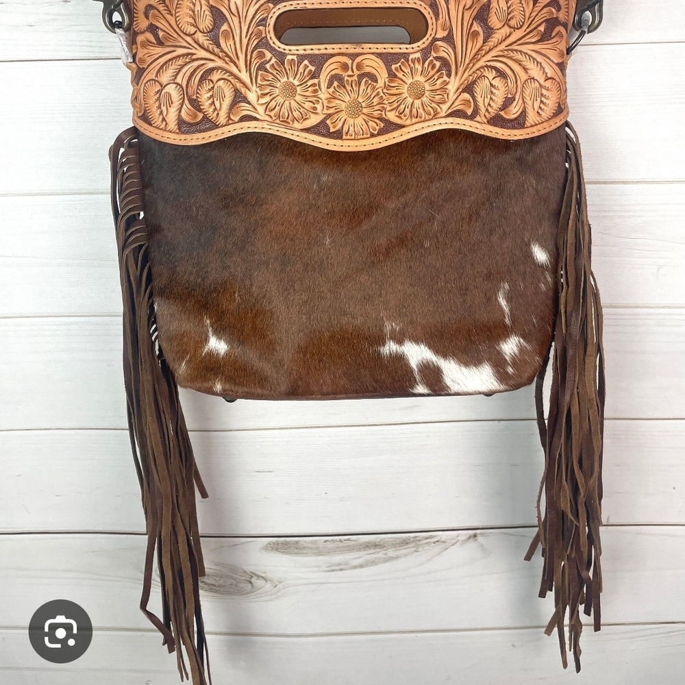 American Darling Brown and Cream Leather Crossbody Bag